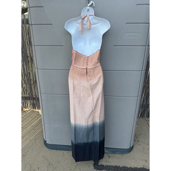 St Roche Dream Maxi Dress Halter Pockets Pink Black Resortwear Silk Blend Sz 10 - Picture 9 of 15